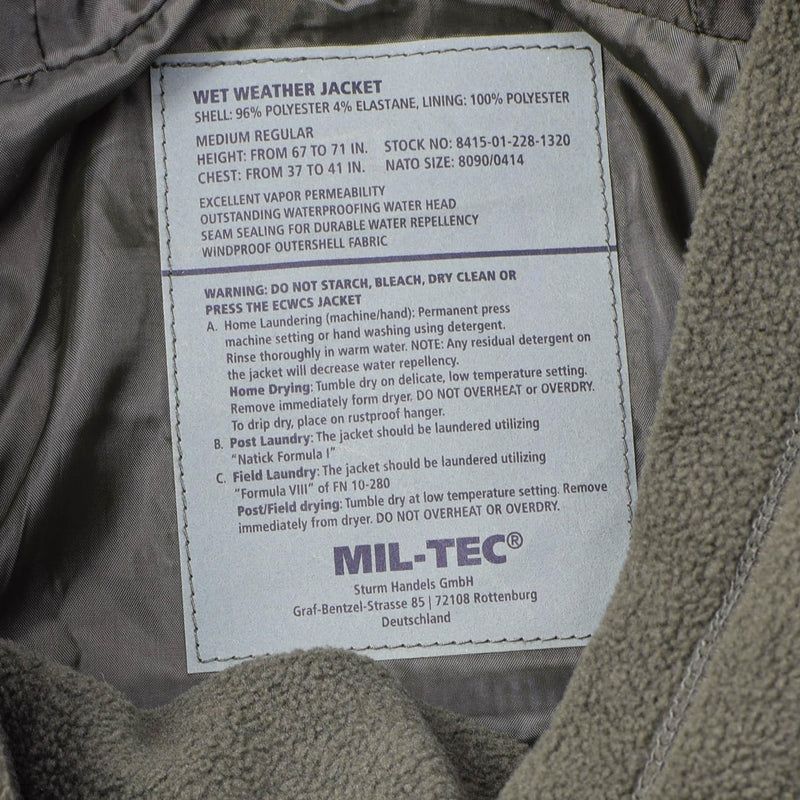 MIL-TEC Niemiecka armia niemiecka w liniowcu Goretex Camo Flecklerph Waterproof Men Kurtka