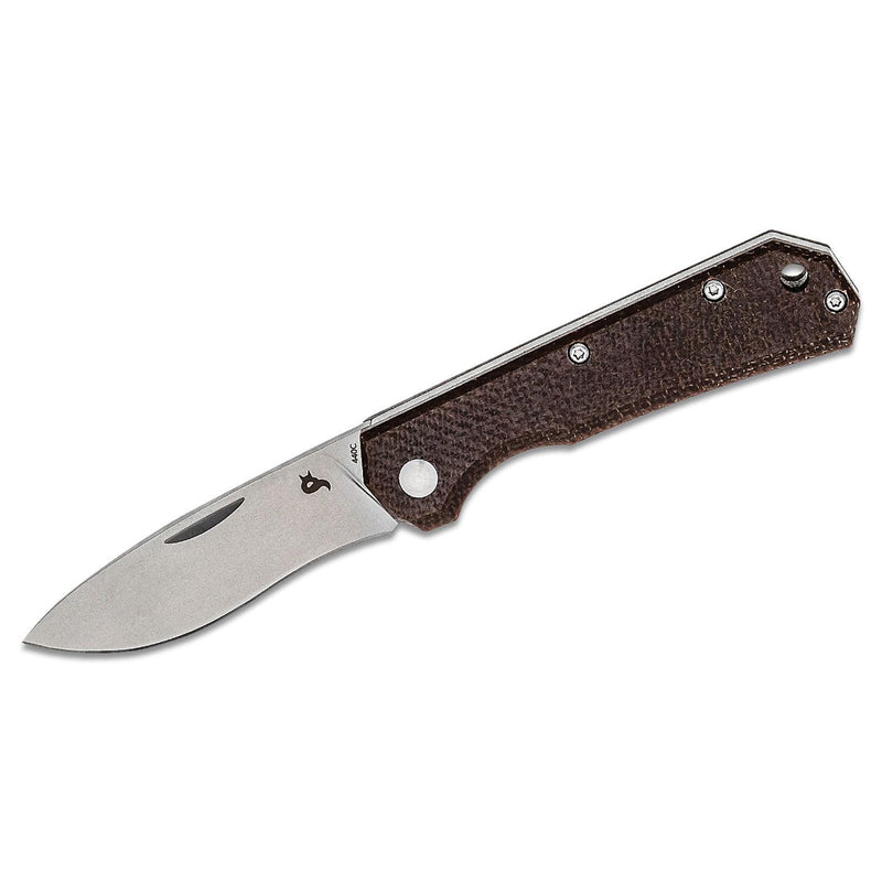 Fox Knives Brand CIOL Folding Knife Micarta Steel 440C Satynowa skórzana osłona powlekana