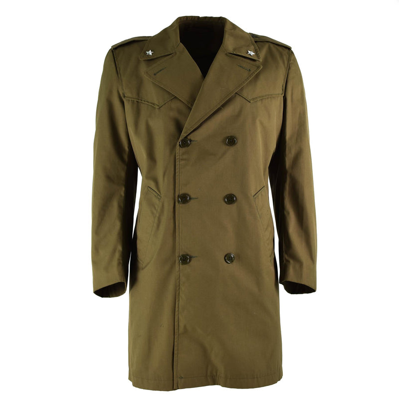 Oryginalny Włoski Trenchcoat Khaki Blue Plain Color Problem wojskowy