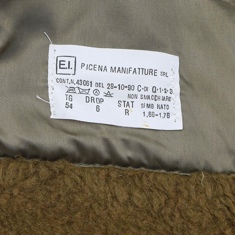 Oryginalna włoska wojskowa kamizelka brązowej liniowej kołdra Faux Fur Vintage ciepłe khaki