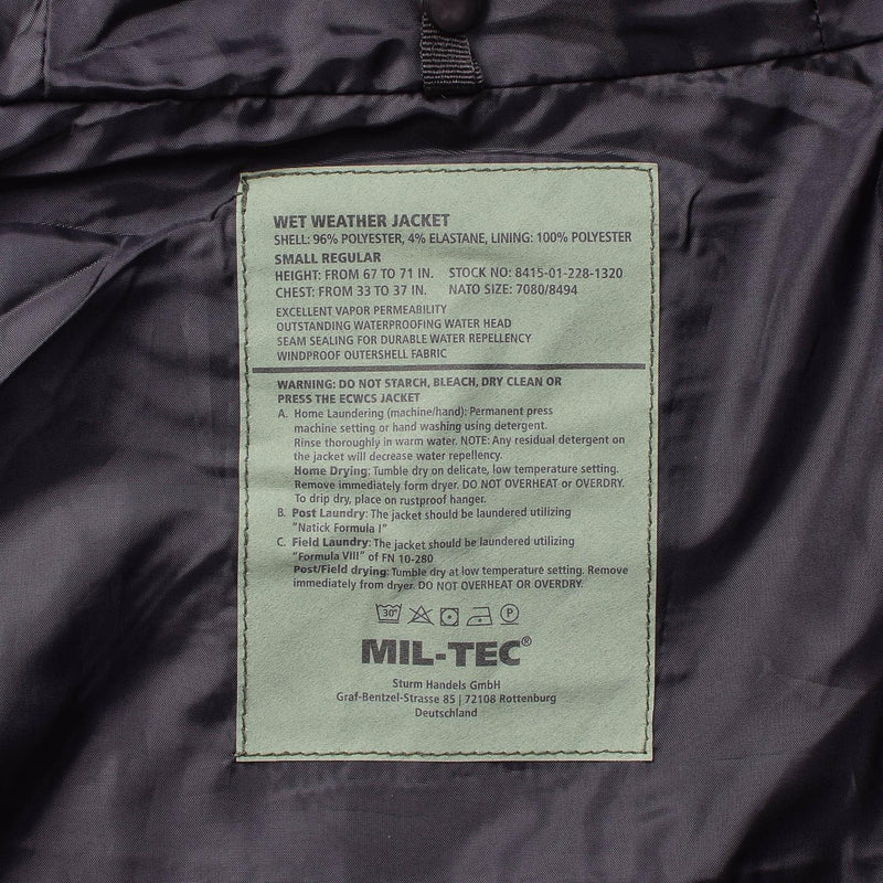 Marka MIL-TEC PARKA W Winter Liner ciepła czarna kurtka Wodoodporna menu deszczowy