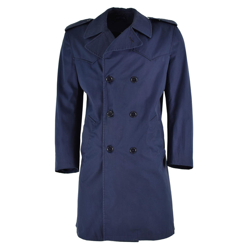 Oryginalny Włoski Trenchcoat Khaki Blue Plain Color Problem wojskowy