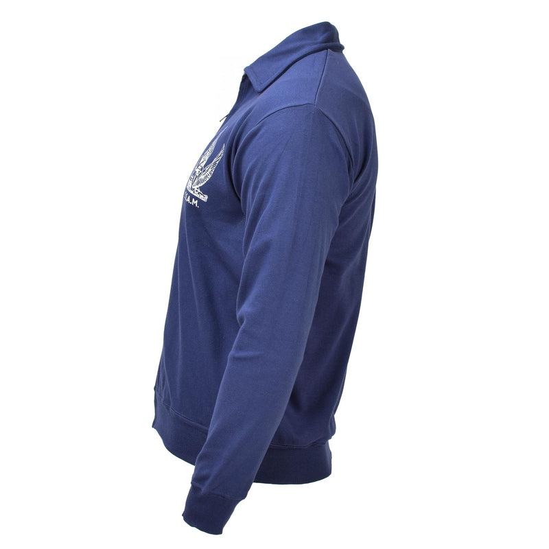 Oryginalna włoska misteria powietrza wojskowa Blue Sport Full Zip Sportswear Nowa nowa