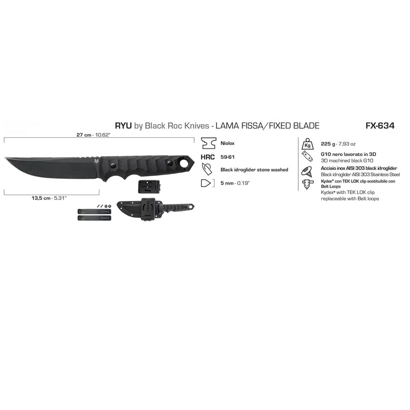 Fox Knives Ryu taktyczny zmodyfikowany tanto kształt stały noże