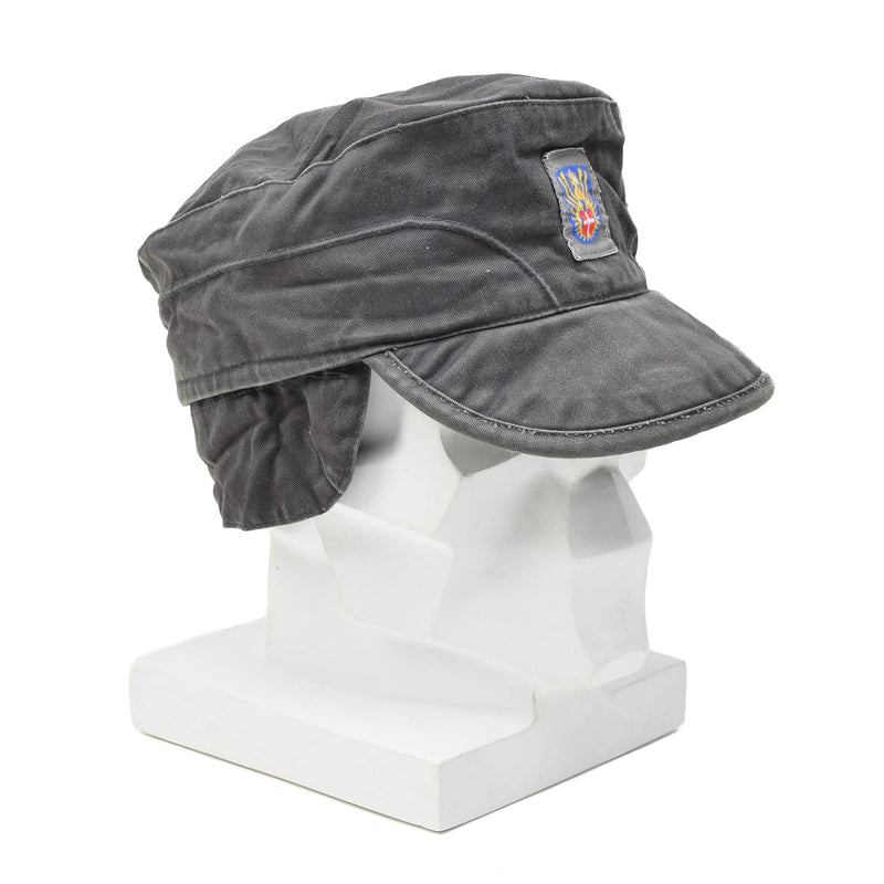 Oryginalny duńska czapka Visor Cap Lekkie, składane nauszniki Vintage Hat Grey