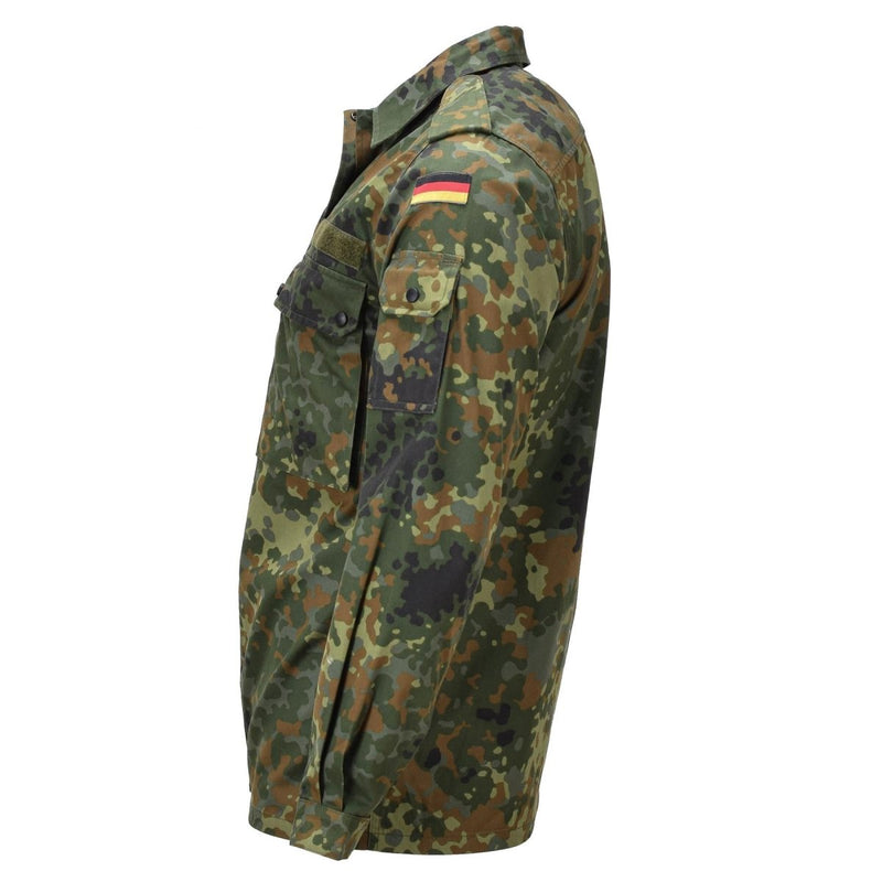 Oryginalna niemiecka koszula wojskowa Kobiety Snap Button Zamocowanie Flecklecktarn Camo