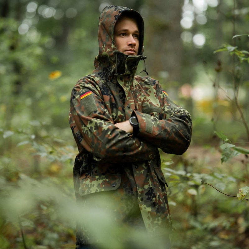 Marka MIL-TEC niemiecka kurtka polowa goretex flecklern camo wodoodporny deszcz