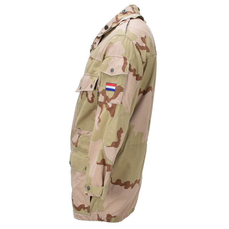 Oryginalny holenderski powłokę wojskową Regulowane mankiety Hemline Desert Camo