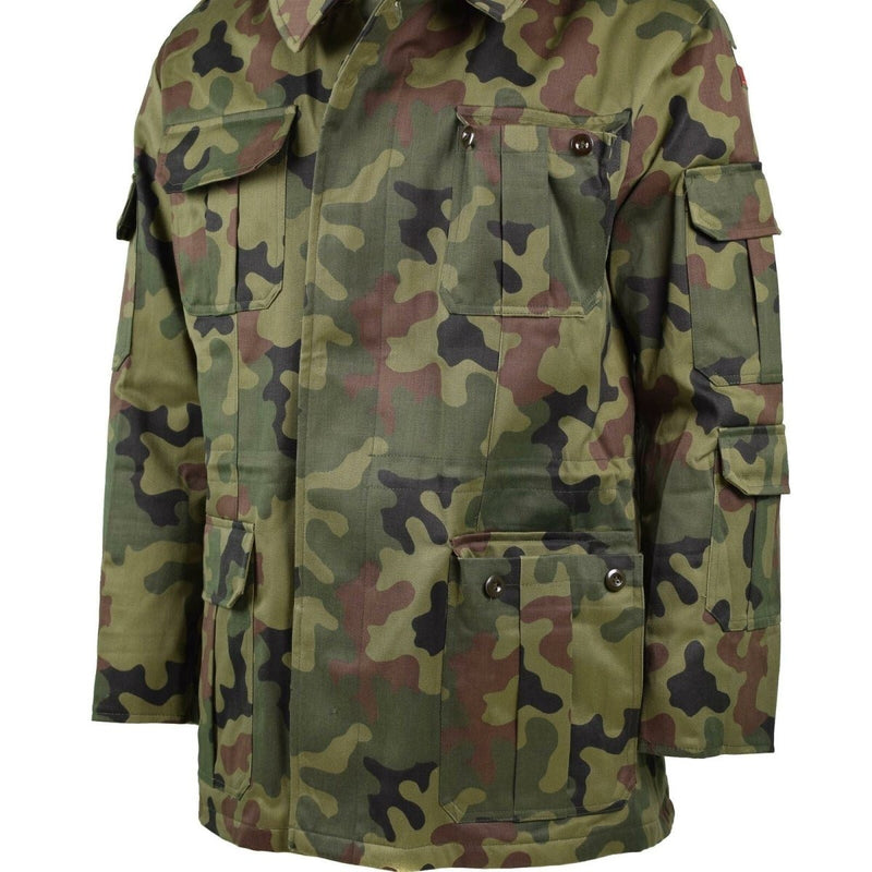 Polish army parka panther camouflage BDU chest arm pockets vintage tactical combat jacket