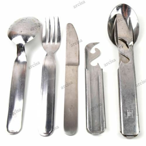 Original Hungarian army cutlery set 4 pieces Hungary military cutlery spoon fork knife can opener