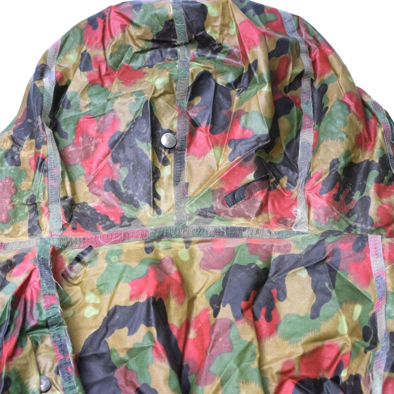 Original Swiss army troops camo tactical plastic poncho Alpenflage pattern waterproof buttons hooded